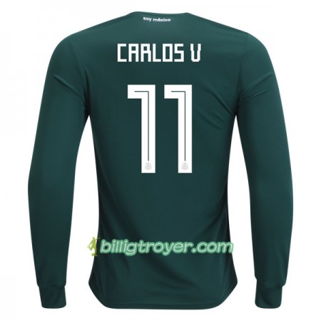 Billige Fotballdrakter Mexico Carlos V 11 VM 2018 Hjemmedraktsett Langermet